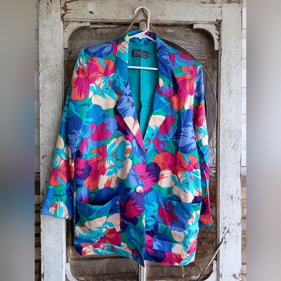 Vintage Jimmy Garcia New York Vibrant Floral Blazer_Medium - Picture 1 of 8